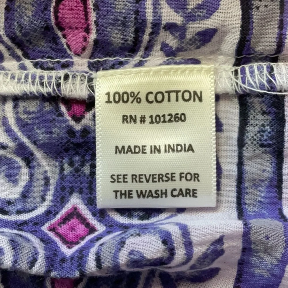 True Destinations 100% Cotton Boho pink and Purple Pattern Maxi Dress Size Large - Picture 9 of 9